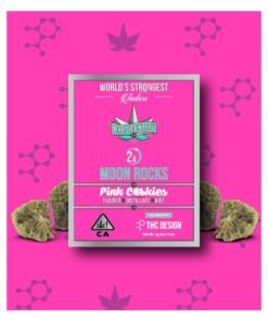 Buy Pink Cookies cannabis strain - frosty pink buds close-up